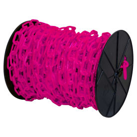 Mr. Chain Plastic Barrier Chain on a Reel, HDPE, 2"x125', #8, 51mm, Safety Pink