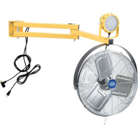 Global Industrial LED Dock Light w/ 60" Arm, 30W, 3000 Lumens, 5000K, 18" 3-Speed Fan