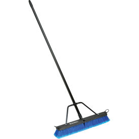 Global Industrial 24" Push Broom W/ Plastic Block & Steel Handle, Multi-Surface - Pkg Qty 4