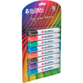 Dry Erase Markers, Bullet Tip, Assorted Colors, 8 Pack