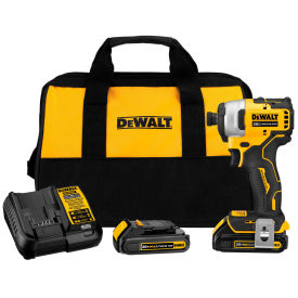 DeWALT® ATOMIC 20V MAX Cordless Compact Impact Driver Kit W/2 Li-Ion Batteries, 1/4", Brushless