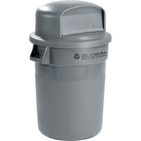 Global Industrial 32 Gallon Plastic Trash Can with Dome Lid, Gray