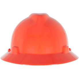 MSA V-Gard® Slotted Full-Brim Hat With Fas-Trac III Suspension, Orange - Pkg Qty 20