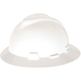 MSA V-Gard® Slotted Full-Brim Hat With 1-Touch Suspension, White - Pkg Qty 20