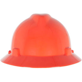 MSA V-Gard® Slotted Full-Brim Hat With Staz-On Suspension, Orange - Pkg Qty 20
