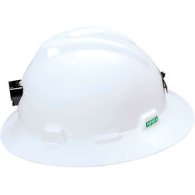 MSA V-Gard® Slotted Full-Brim Hat,Lamp Bracket,Cord Holder Fas-Trac III Suspension,White