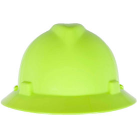 MSA V-Gard® Slotted Full-Brim Hat With Fas-Trac III Suspension, Hi-Viz Yellow-Green - Pkg Qty 20