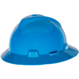 MSA V-Gard® Slotted Full-Brim Hat With Staz-On Suspension, Blue - Pkg Qty 20