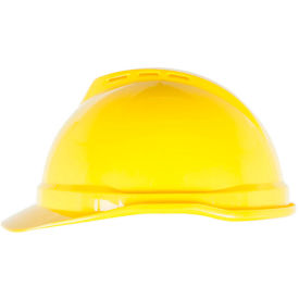 MSA V-Gard® 500 Cap Vented 4-Point Fas-Trac III, Yellow - Pkg Qty 20