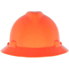 MSA V-Gard® Slotted Full-Brim Hat With Fas-Trac III Suspension, Hi-Viz Orange - Pkg Qty 20