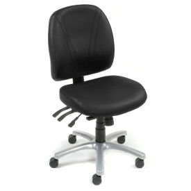 Multifunctional Office Chair, Synthetic Leather, Mid Back, Black