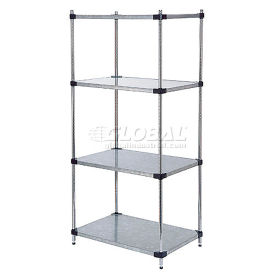 Nexel Galvanized Steel, 4 Tier, Solid Shelving Starter Unit, 24"Wx24"Dx74"H