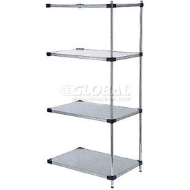 Nexel Galvanized Steel, 5 Tier, Solid Shelving Add-On Unit, 54"Wx24"Dx74"H