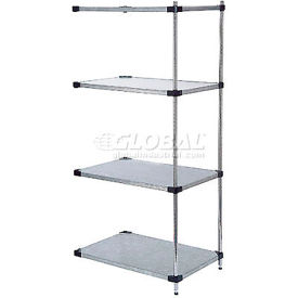 Nexel Galvanized Steel, 5 Tier, Solid Shelving Add-On Unit, 54"Wx24"Dx63"H