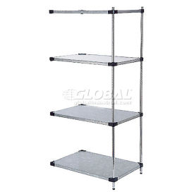 Nexel Galvanized Steel, 4 Tier, Solid Shelving Add-On Unit, 24"Wx18"Dx86"H