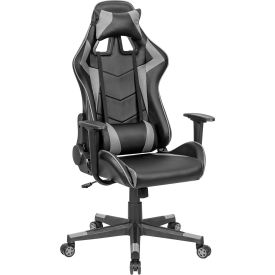 High Back Gaming Chair, Bonded Leather, Black/Gray