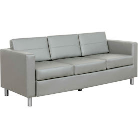 Global Industrial Antimicrobial Upholstered Leather Sofa, Gray