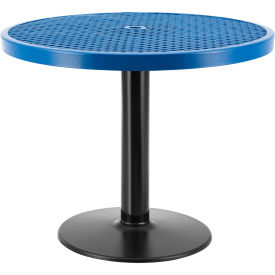 36" Round Outdoor Cafe Table with Pedestal Base, 29"H, Blue