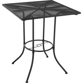 Interion 36" Square Outdoor Bar Table, Steel Mesh, Black
