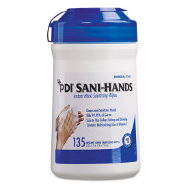 Sani-Hands ALC Instant Hand Sanitizing Wipes, 7.5" x 6", White, 135/Canister, 12 Canisters/Carton