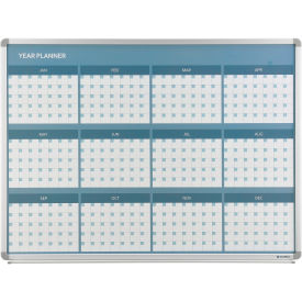 Global Industrial Magnetic Dry Erase Twelve Month Calendar Board, Steel Surface, 48"W x 36"H
