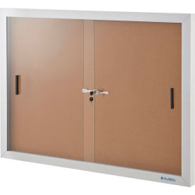 Enclosed Cork Bulletin Board with Sliding Doors, 48"W x 36"H