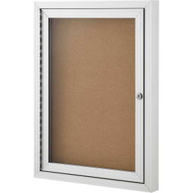 Global Industrial 1 Door Enclosed Cork Bulletin Board, 24"W x 18"H