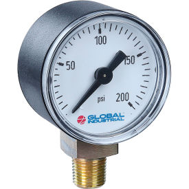 Global Industrial 2-1/2" Pressure Gauge, 200 PSI/KPA, 1/4" NPT LM, Plastic