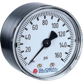 Global Industrial 1-1/2" Pressure Gauge, 30 INHG VAC, 1/8" NPT CBM, Steel