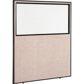 Office Partition Panel With Partial Window, 60-1/4"W x 72"H, Tan