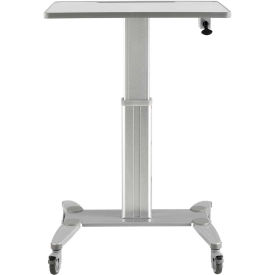 Sit-Stand Mobile Desk With Tablet Slot, 31-1/2"W x 23-5/8"D, 29-1/2" to 45-1/4"H, Gray/Silver