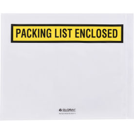 Global Industrial Panel Face Envelopes, "Packing List Enclosed", 12"L x 10"W, Yellow, 500/Pack