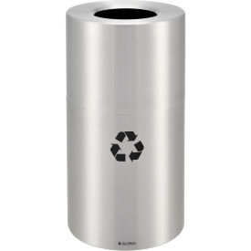 Global Industrial Aluminum Round Open Top Recycling Can, 35 Gallon, Satin Clear