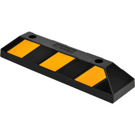 Global Industrial Rubber Parking Stop/Curb Block, 22"L, Black w/ Yellow Stripes