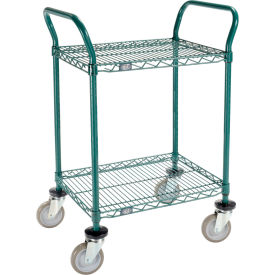 Nexel Utility Cart, 2 Shelf, Poly-Green, 24"L x 18"W x 39"H, Polyurethane Swivel Casters