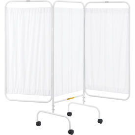 Mobile 3-Panel Privacy Screen, Vinyl Panels, 79.5"W x 68"H, White