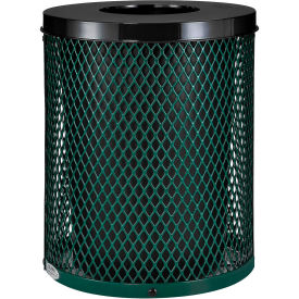Global Industrial TrashTalk Thermoplastic Mesh Trash Can w/Flat Lid, 36 Gallon, Green