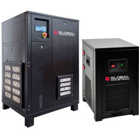 Global Industrial Tankless Rotary Screw Compressor w/Dryer, 5 HP, 1 Phase, 230V