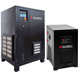 Global Industrial Tankless Rotary Screw Compressor w/Dryer, 10 HP, 1 Phase, 230V