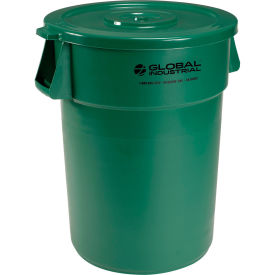 Global Industrial 44 Gallon Plastic Trash Can with Lid, Green