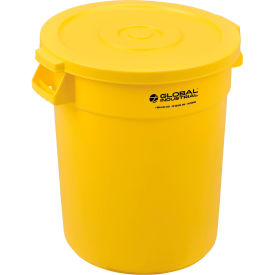 Global Industrial 20 Gallon Plastic Trash Can with Lid, Yellow