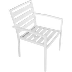 Global Industrial Aluminum Slatted Dining Armchair, White, 4 Pack