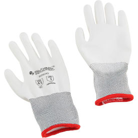 Global Industrial Flat Polyurethane Coated Gloves, Small, White - Pkg Qty 12