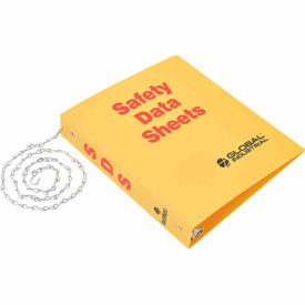 Global Industrial English 3 Ring Safety Data Sheet Binder, 2'' Rings With Chain