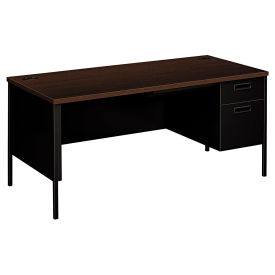 HON Metro Classic Series Right Pedestal Desk, 66"W x 30"D x 29-1/2"H, Mocha