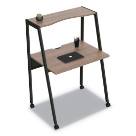 Linea Italia Kompass Series Home Office Desk, 33"W x 23-3/8"D x 48"H, Natural Walnut