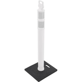 Global Industrial Portable Reflective Delineator Post with Square Base, 49"H, White