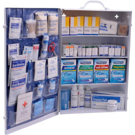 Global Industrial First Aid Kit, 100-150 Person, ANSI Compliant, 4-Shelf Steel Cabinet