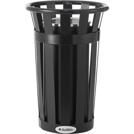 Global Industrial Slatted Steel Outdoor Ashtray, 17"W x 25.5"H, 13 Gallon Capacity, Black