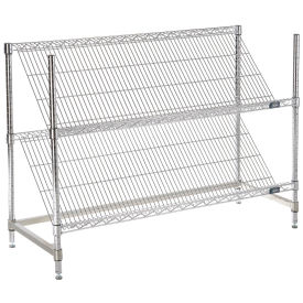 Global Industrial 2 Shelf, Chrome Slant Wire Shelving Unit, Starter, 48"W x 18"D x 34"H